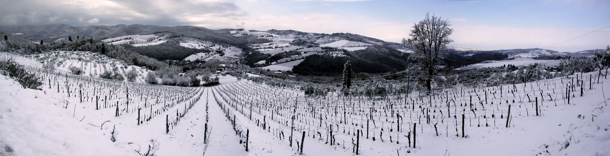 La magica atmosfera del Chianti innevato